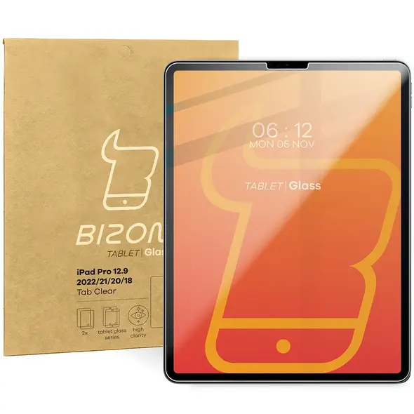 Bizon Glass Tab Clear Apple iPad Pro 12.9 2022/2021/2020/2018 [2 PACK]