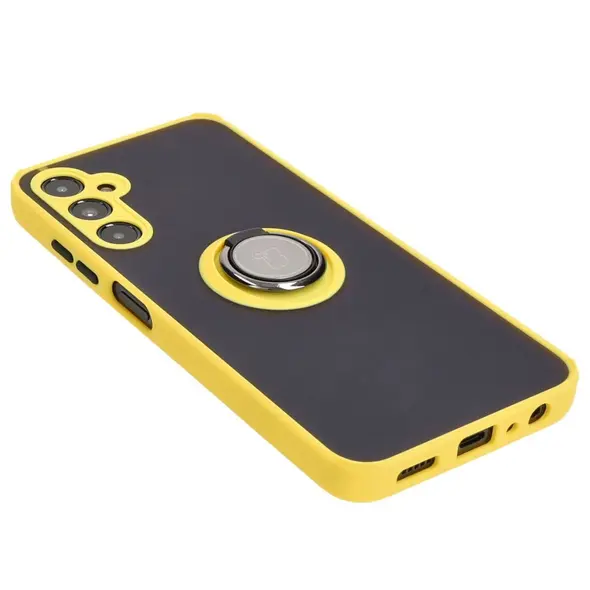 Bizon Case Hybrid Ring Samsung Galaxy A05s smoky with a yellow frame