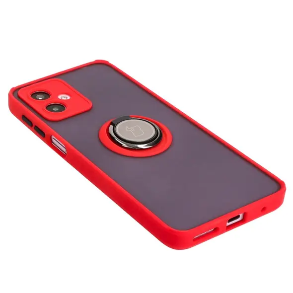 Bizon Case Hybrid Ring Motorola Moto G14 smoky with a red frame