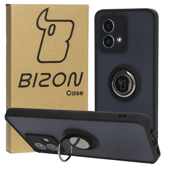 Bizon Case Hybrid Ring Motorola Moto G84 5G smoky with a black frame