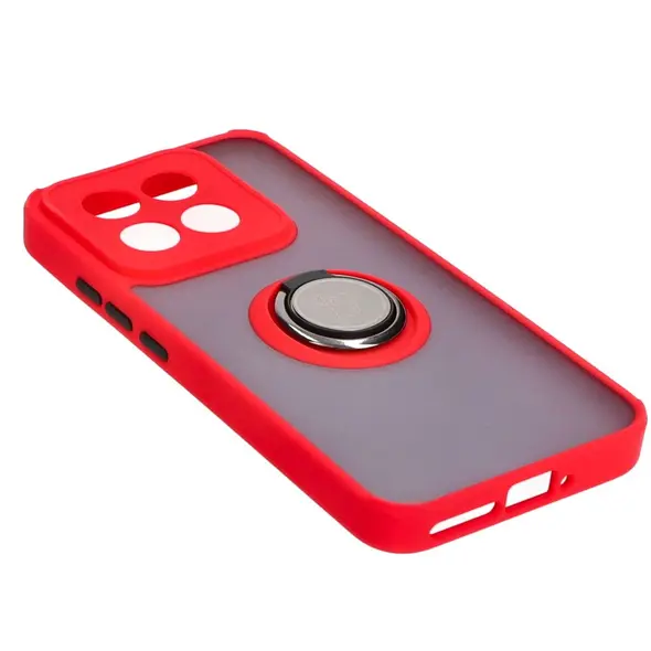 Bizon Case Hybrid Ring Xiaomi 14 smoky with a red frame