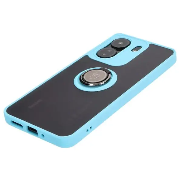 Bizon Case Hybrid Ring Xiaomi Redmi 13C / Xiaomi Poco C65 smoky with a light blue frame