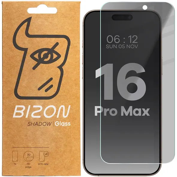 Bizon Glass Clear Shadow Apple iPhone 16 Pro Max tinted