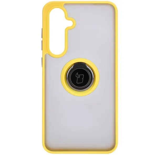 Bizon Case Hybrid Ring Samsung Galaxy S24 FE smoky with a yellow frame