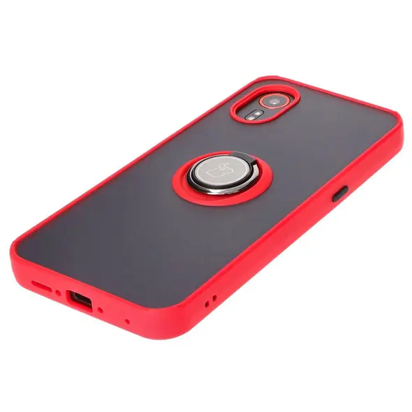 Bizon Case Hybrid Ring Samsung Galaxy Xcover7 smoky with a red frame