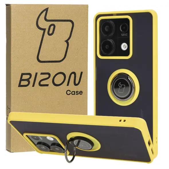 Bizon Case Hybrid Ring Xiaomi Redmi Note 13 5G smoky with a yellow frame