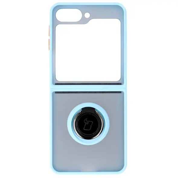 Bizon Case Hybrid Ring Samsung Galaxy Z Flip6 smoky with a light blue frame