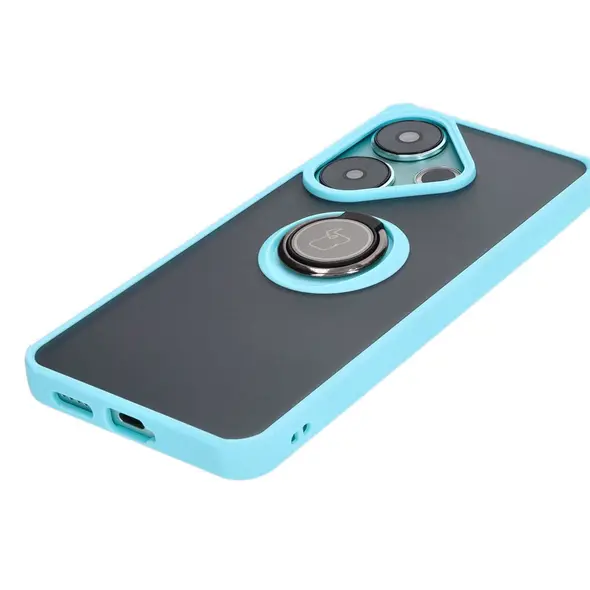 Bizon Case Hybrid Ring Xiaomi Poco F6 smoky with a light blue frame