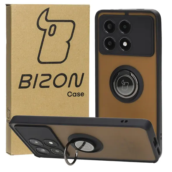 Bizon Case Hybrid Ring Xiaomi Poco X6 Pro smoky with a black frame