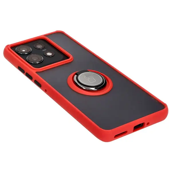 Bizon Case Hybrid Ring Motorola Edge 50 Pro smoky with a red frame