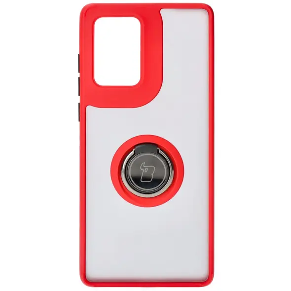 Bizon Case Hybrid Ring Motorola Edge 50 Fusion smoky with a red frame