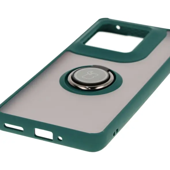 Bizon Case Hybrid Ring Motorola Edge 50 Ultra smoky with a dark green frame