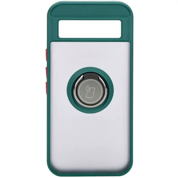 Bizon Case Hybrid Ring Google Pixel 8a smoky with a dark green frame