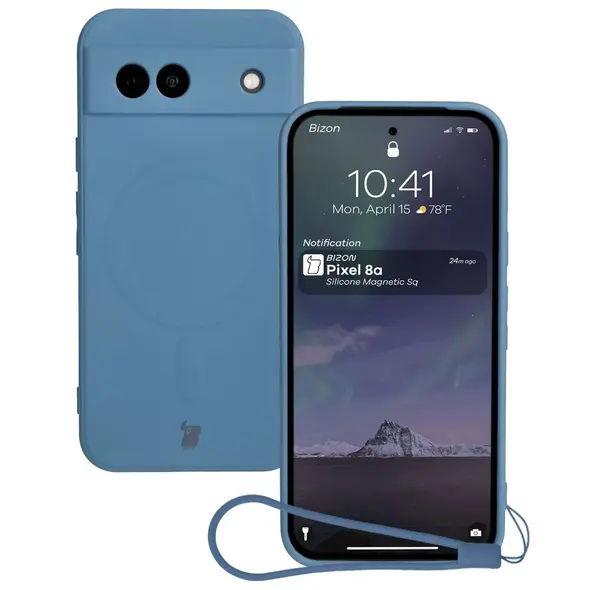 Bizon Case Silicone Magnetic Sq Google Pixel 8a navy blue