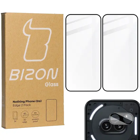 BIZON Edge 2x screen glass + camera glass Nothing Phone (2a)