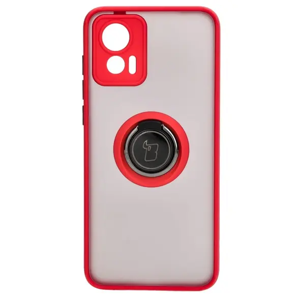 Bizon Case Hybrid Ring Motorola Edge 30 Neo smoky with a red frame