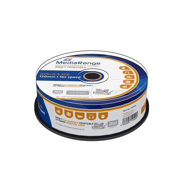 MediaRange DVD+R 120' 4.7GB 16x Inkjet Fullsurface Printable Cake Box x 25 (MR408) έως 12 άτοκες Δόσεις