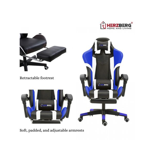 Herzberg Gaming Chair Blue (8083BLUE) (HEZ8083BLUE) έως 12 άτοκες Δόσεις
