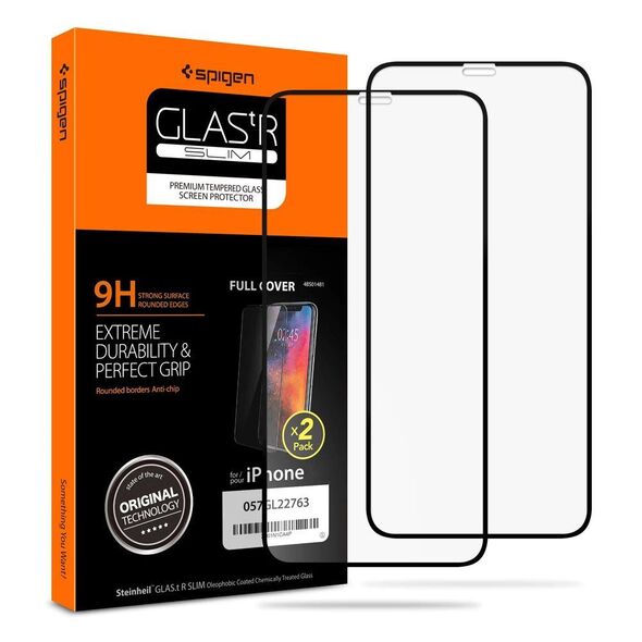 Spigen Folie pentru iPhone X / XS / 11 Pro (set 2) - Spigen Glas.TR Slim - Black 8809565307645 έως 12 άτοκες Δόσεις