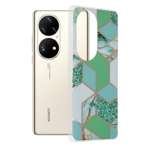 Techsuit Husa pentru Huawei P50 Pro - Techsuit Marble Series - Green Hex 5949419022362 έως 12 άτοκες Δόσεις