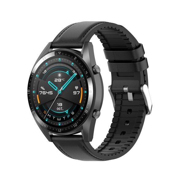 Techsuit Curea pentru Samsung Galaxy Watch 4, Galaxy Watch Active (40 / 44 mm), Huawei Watch GT / GT 2 / GT 3 (42 mm) - Techsuit Watchband 20mm (W007) - Black 5949419024847 έως 12 άτοκες Δόσεις