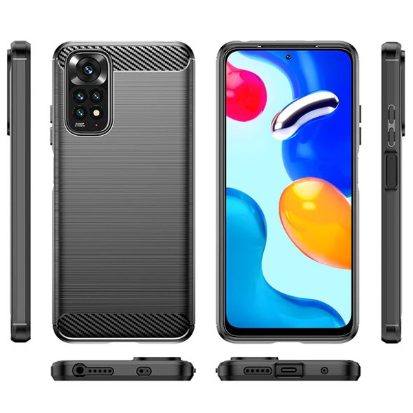 Techsuit Husa pentru Xiaomi Redmi Note 11 / Note 11S - Techsuit Carbon Silicone - Black 5949419025042 έως 12 άτοκες Δόσεις