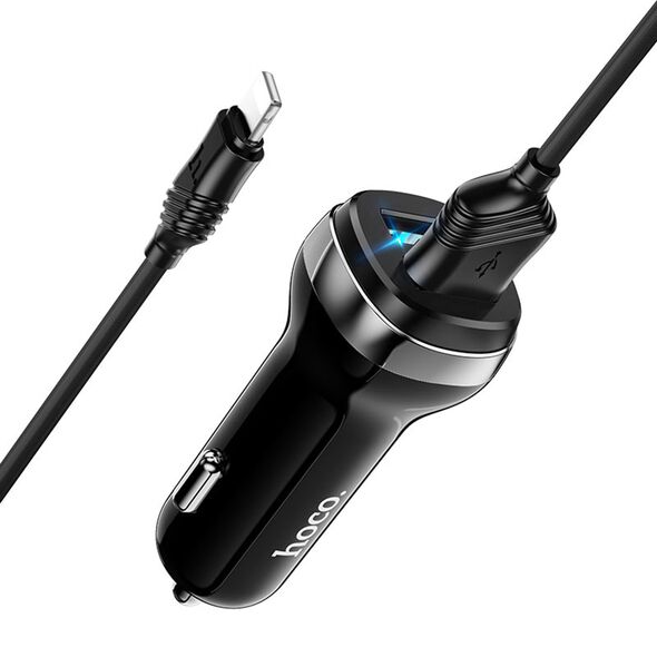 Hoco Incarcator Auto 2xUSB, 12W, 2.4A + Cablu Lightning 1m - Hoco Superior (Z40) - Black 6931474739674 έως 12 άτοκες Δόσεις