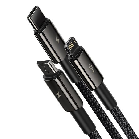 Baseus Cablu de Date USB la Type-C, Lightning, Micro-USB - Baseus Tugsten Gold (CAMLTWJ-01) - Black 6953156204973 έως 12 άτοκες Δόσεις