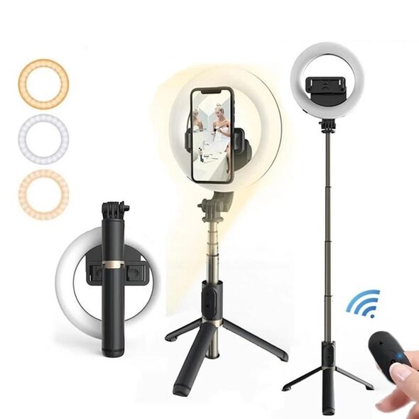 Techsuit Selfie Stick cu lampa circulara - Techsuit (Q07) - Black 5949419000162 έως 12 άτοκες Δόσεις