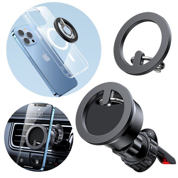 JoyRoom JoyRoom - Multifunctional Car Holder Kit (JR-ZS294) - MagSafe Support, Magnetic Cap, Phone Ring, Security Sticker - Black 6941237196644 έως 12 άτοκες Δόσεις