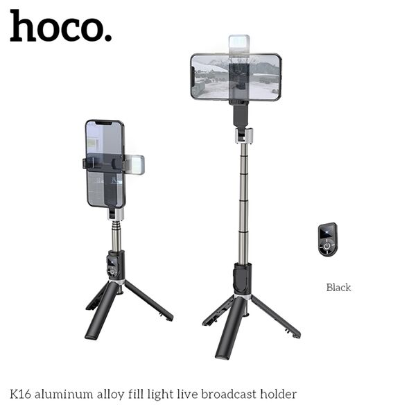 Hoco Hoco - Selfie Stick (K16) - Stable, BT 4.0, with Wireless Bluetooth Remote Controller and Light, 55mAh - Black 6931474748812 έως 12 άτοκες Δόσεις