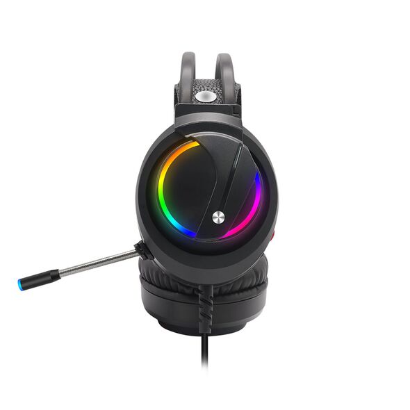 Ακουστικά Moveteck CT019, Για PC, Με οπίσθιο φωτισμό, Μικρόφωνο, USB + 3.5mm, Μαυρο - 20516