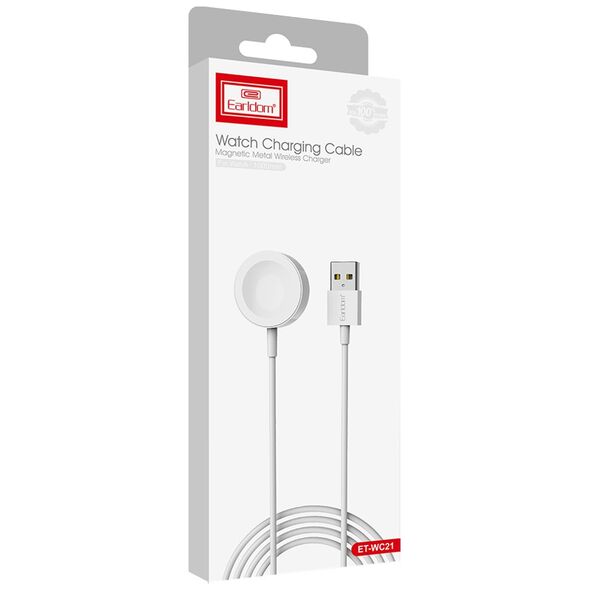 Wireless charging cable Earldom ET-WC21, For Apple Watch, 5V/0.35A, 1.0m, White - 40236