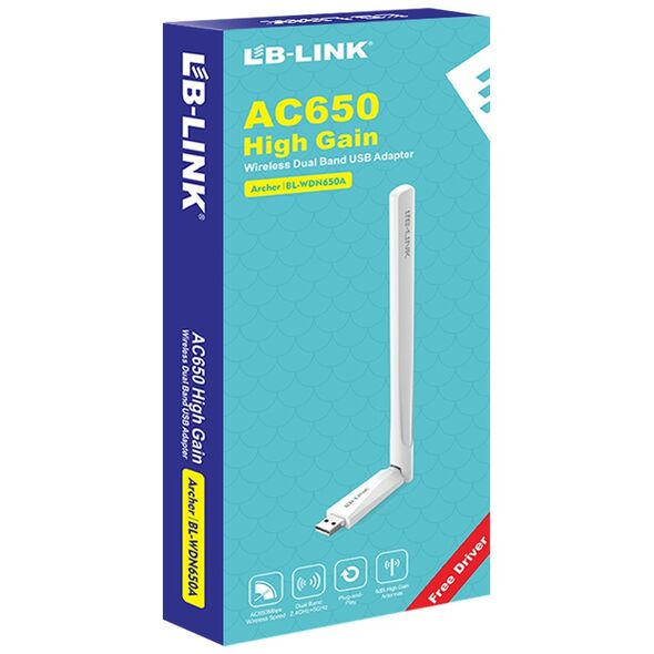 Ασύρματος προσαρμογέας LB-LINK BL-WDN650A, 650Mbps, 2.4/5Ghz, 6dBi, Λευκο - 19045