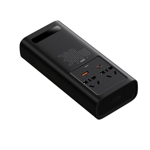 Baseus Invertor pentru Masina USB, Type-C, CN/EU, 220V, 300W + Cleme si Cablu 12V - Baseus (CGNB010101) - Black 6932172608675 έως 12 άτοκες Δόσεις