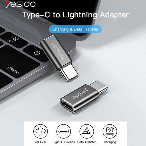 Yesido Adaptor Type-C la Lightning, cu Functia OTG - Yesido (GS22) - Grey 6971050269461 έως 12 άτοκες Δόσεις