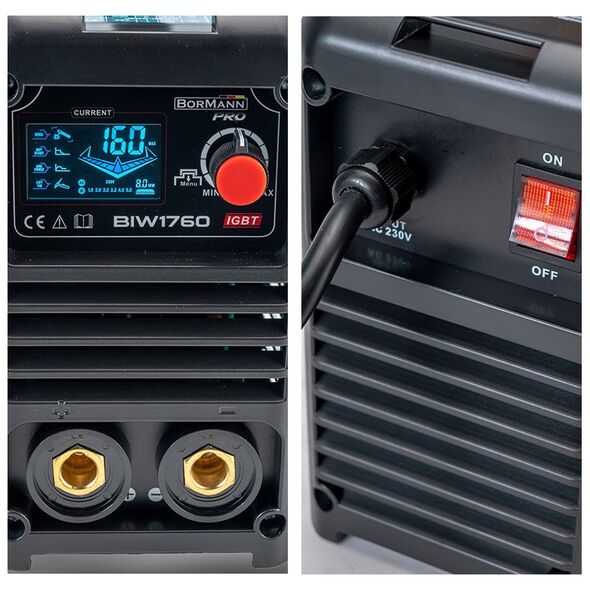 Bormann pro Biw1760 Ηλεκτροκολληση Inverter Αποδοση 160α/60%, Ψηφ.οθονης, Μεγ.ηλεκτροδιο 4mm, Περιλαμβανει Εξαρτηματα 061960 έως 12 Άτοκες Δόσεις