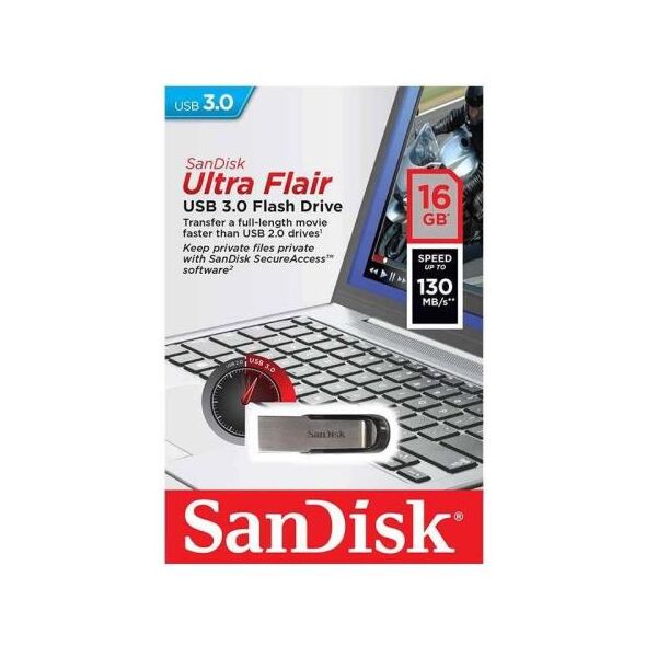 USB 3.0 Flash Disk SanDisk Ultra Flair SDCZ73 USB A 16GB 130MB/s 619659136680 619659136680 έως και 12 άτοκες δόσεις