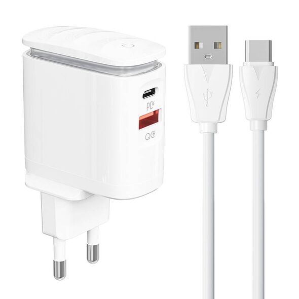 LDNIO Wall charger  LDNIO A2423C USB, USB-C + USB-C cable 042731  A2423C Type C έως και 12 άτοκες δόσεις 5905316142022