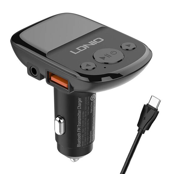 LDNIO LDNIO Bluetooth C706Q, 2USB, AUX Transmiter FM + USB-C cable 042825  C706Q Type C έως και 12 άτοκες δόσεις 5905316142862