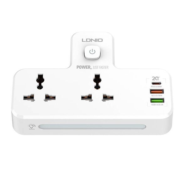 LDNIO LDNIO SC2311 Power Strip with 2 AC Outlets, 2USB, USB-C, 2500W with Night Light, EU/US (White) 043121  SC2311 έως και 12 άτοκες δόσεις 6933138691540