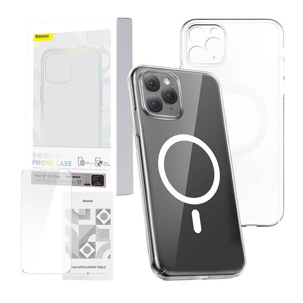 Baseus Phone case Baseus Magnetic Crystal Clear for iPhone 11 Pro (transparent) with all-tempered-glass screen protector and cleaning kit 047036  ARSJ010102 έως και 12 άτοκες δόσεις 6932172627737