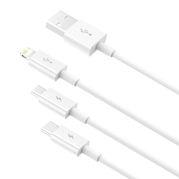 Baseus Quick Charge USB to M+L+C  Baseus Superior Data 3.5A 1m (White) 051873  P10320105221-00 έως και 12 άτοκες δόσεις 6932172635022