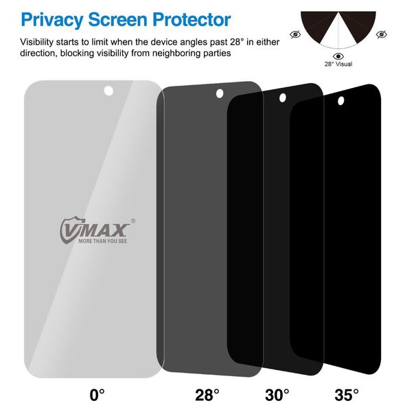 Vmax tempered glass 0.33mm 2,5D high clear privacy glass for iPhone 15 Plus 6,7&quot;