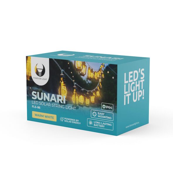 SUNARI Solar string lanterns LED FLS-86 30LED 6,5m 600mAh Li-Ion Forever Light