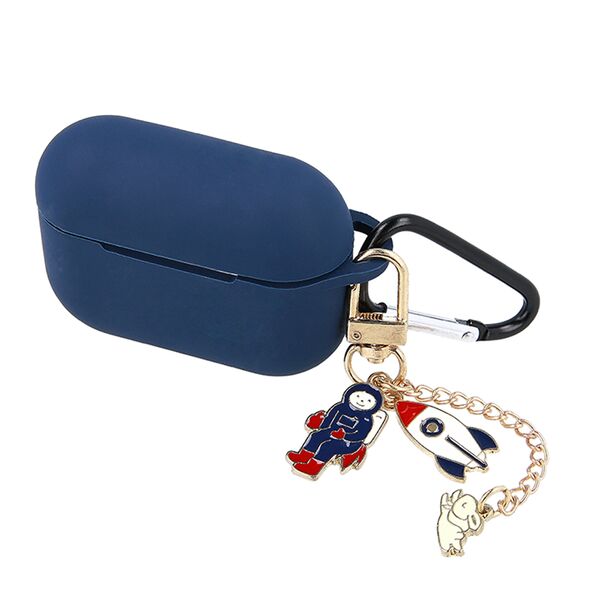 Case for Airpods / Airpods 2 dark blue with pendant