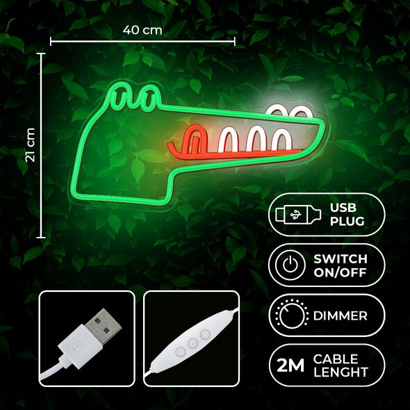 Neon PLEXI LED JURASSIC CROC green FLNJ03 Forever Light