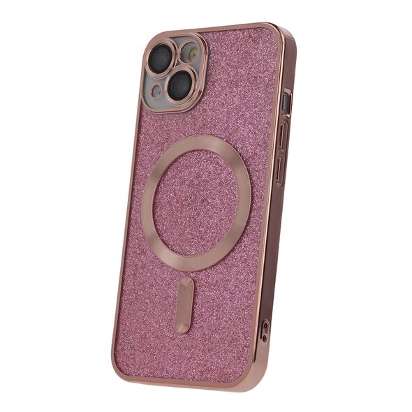 Glitter Chrome Mag case for iPhone 15 6,1&quot; pink