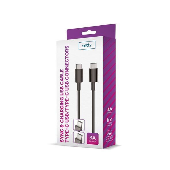 Setty cable USB-C - USB-C 1,0 m 3A black