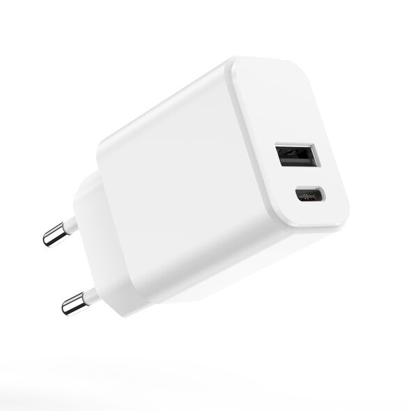 Setty charger 1x USB + USB-C 3A 20W white